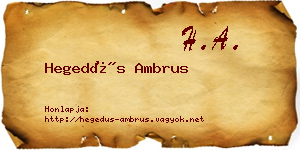 Hegedűs Ambrus névjegykártya